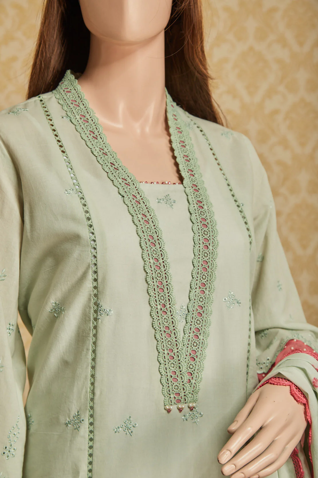 Unstitched Embroidered Chikankari Lawn 3 Piece - Image 3