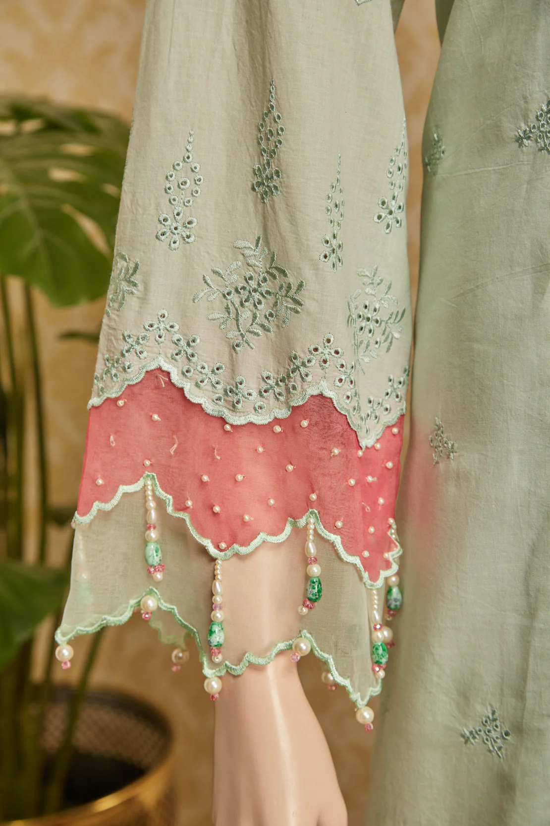 Unstitched Embroidered Chikankari Lawn 3 Piece - Image 4