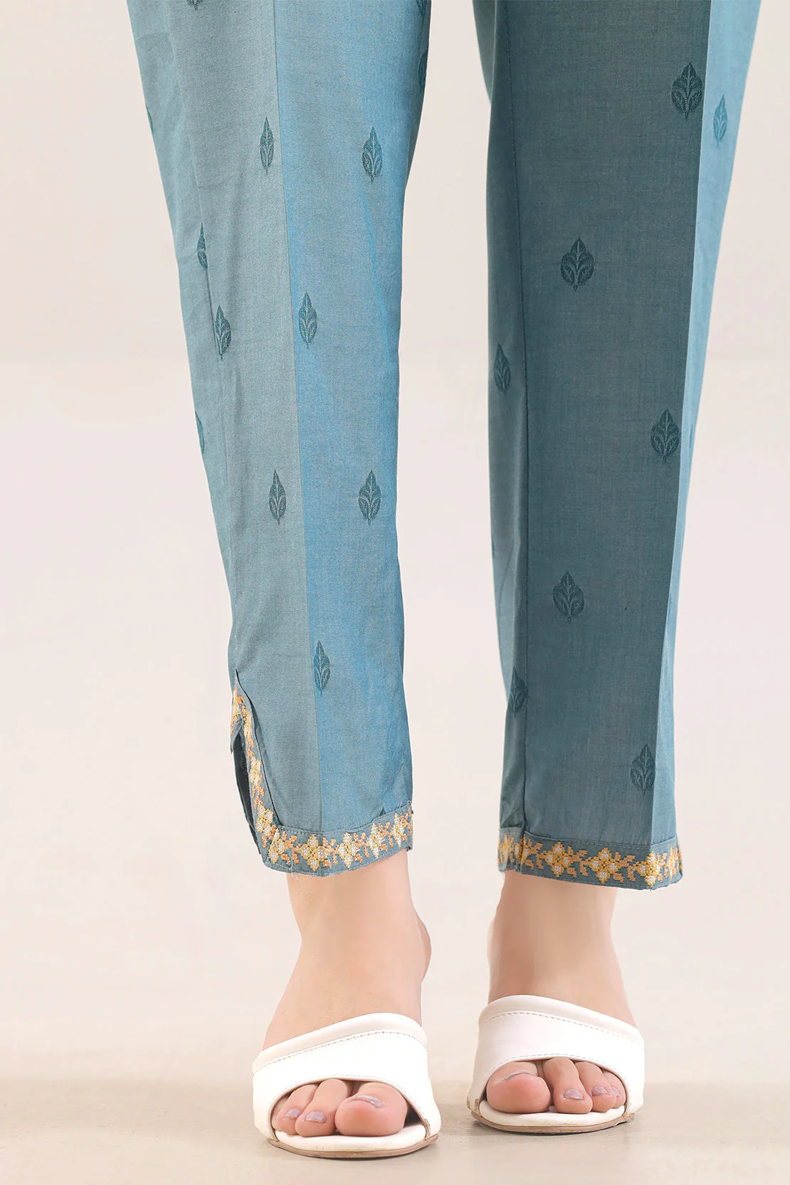 Embroidered Cotton Jacquard Pant - Image 2