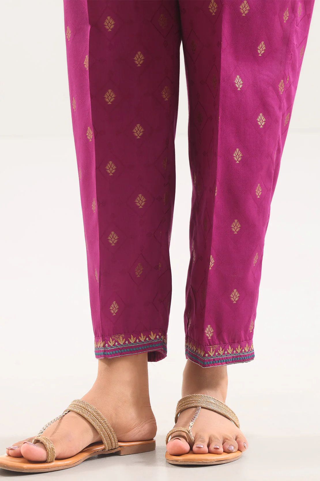 Embroidered Cotton Jacquard Pant
