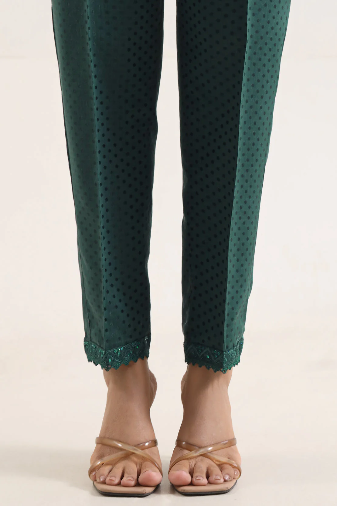 Embroidered Cotton Jacquard Pants
