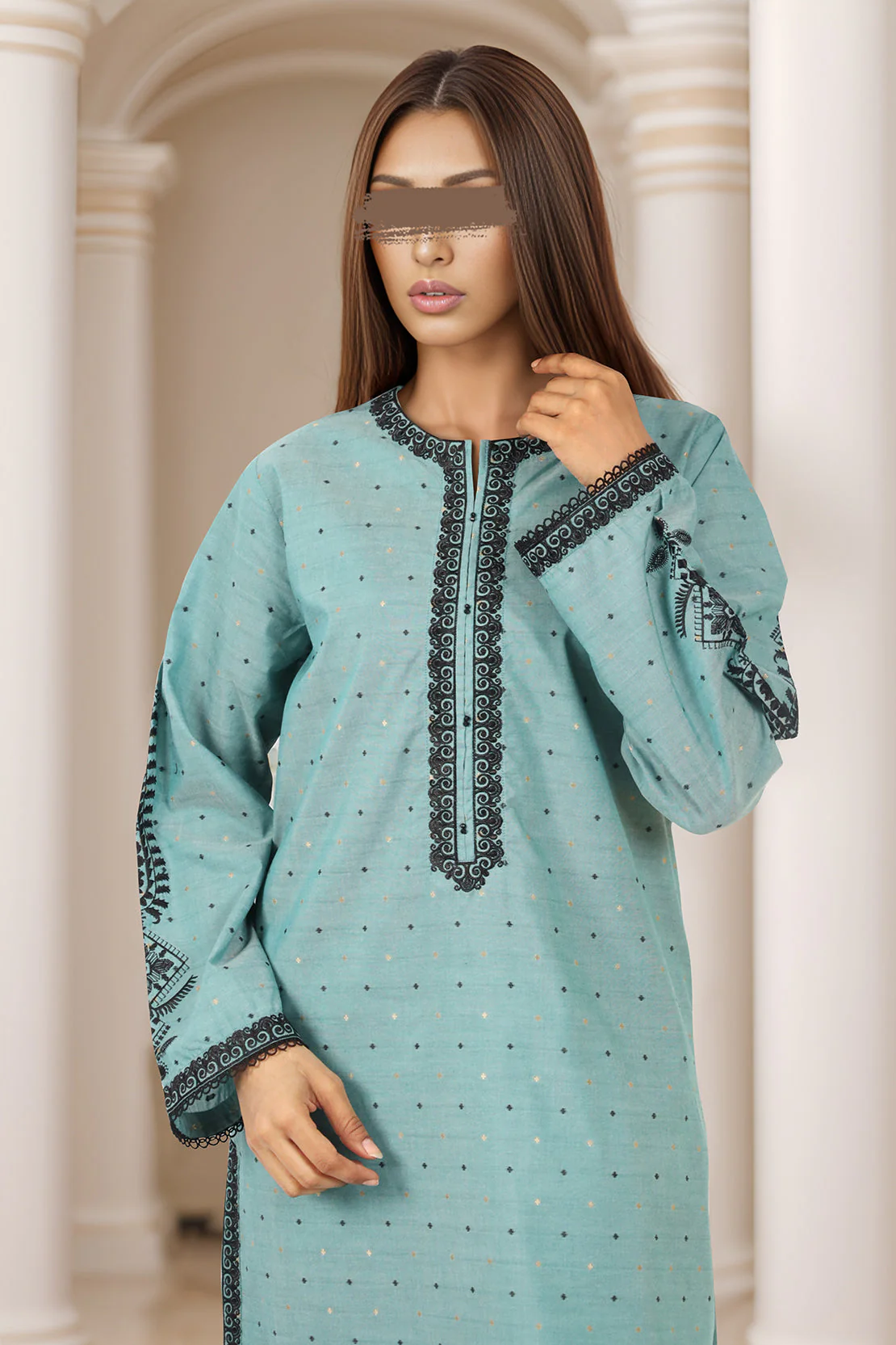 Embroidered Cotton Jacquard Stitched 2 Piece - Image 3