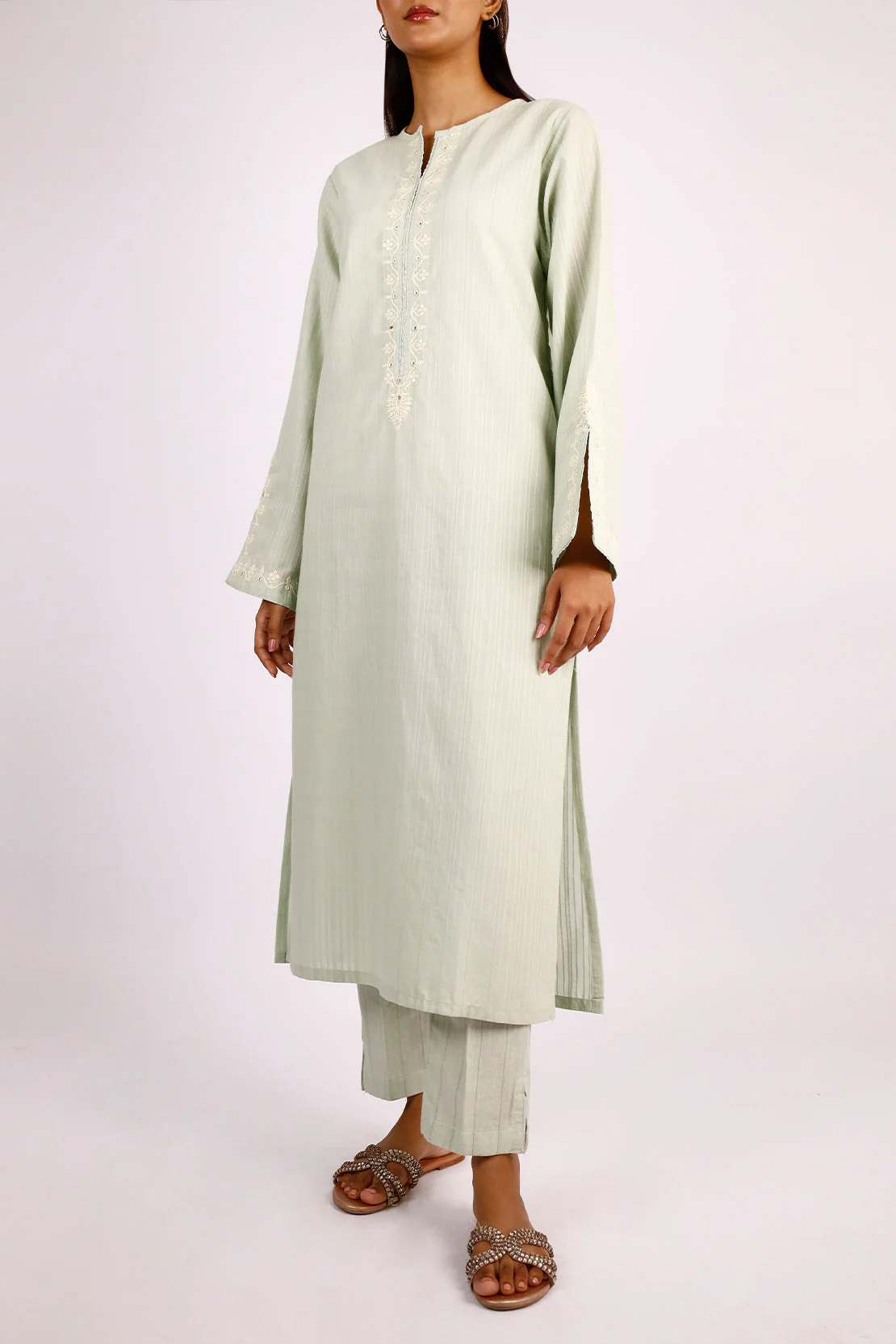 Embroidered Cotton Jacquard Stitched 2 Piece - Image 2