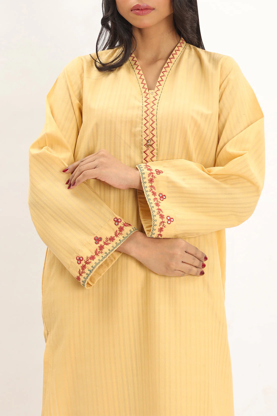 Embroidered Cotton Jacquard Stitched 2 Piece - Image 2
