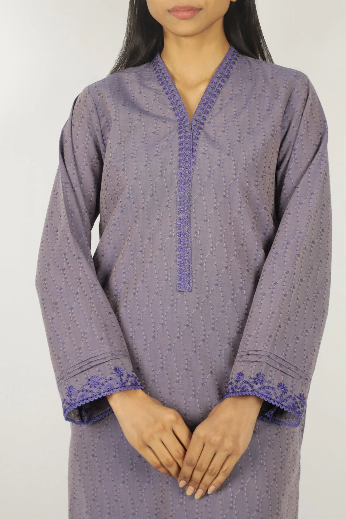 Embroidered Cotton Jacquard Stitched 2 Piece - Image 2