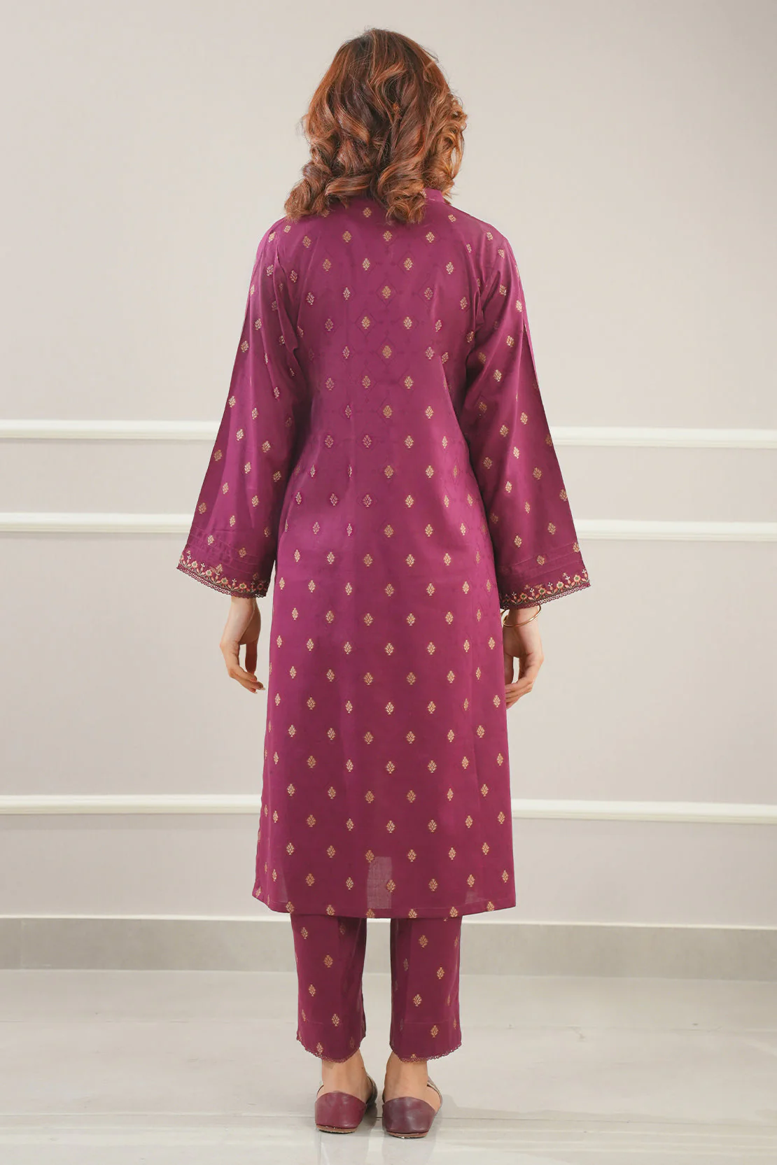 Embroidered Cotton Jacquard Stitched 2 Piece - Image 3