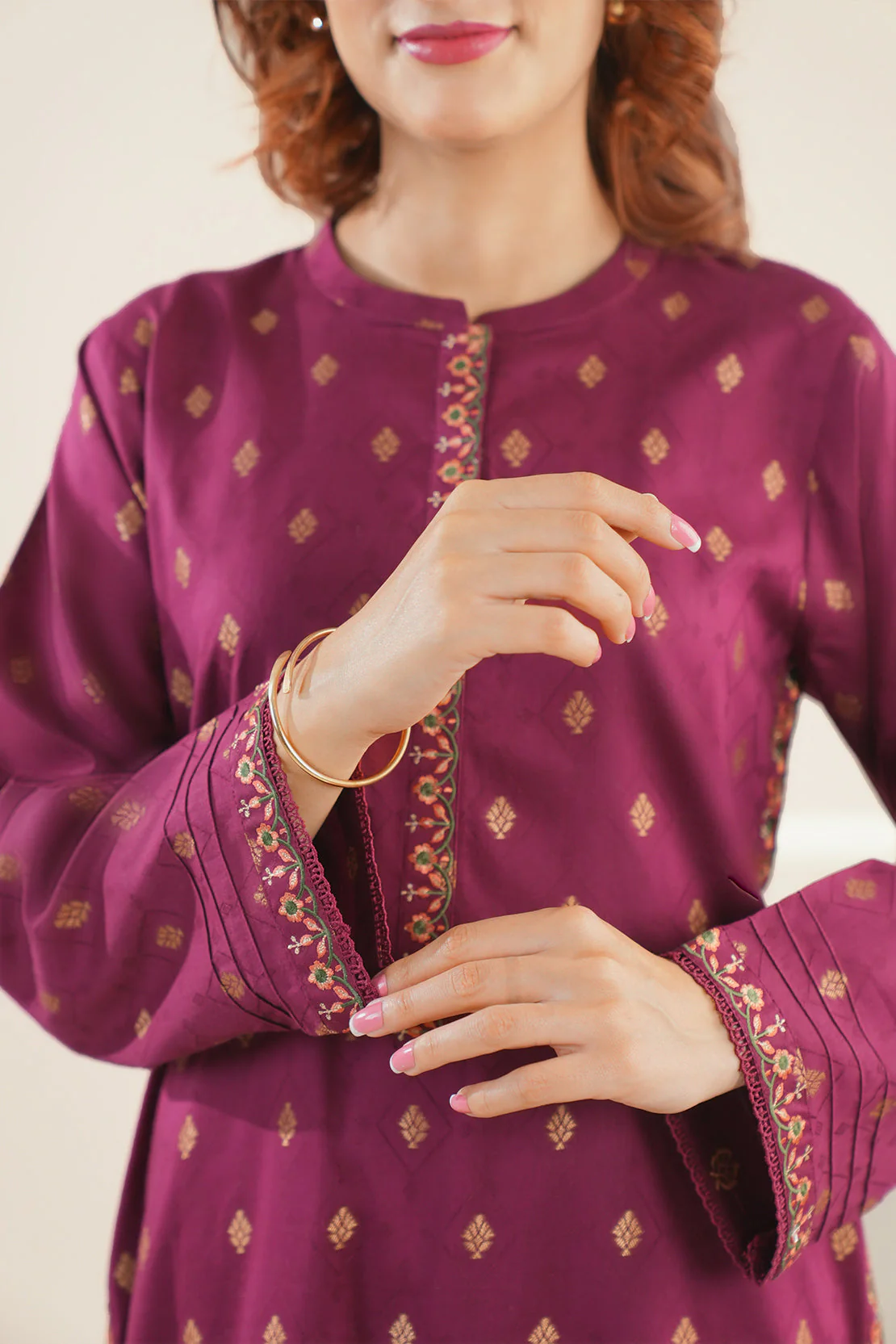 Embroidered Cotton Jacquard Stitched 2 Piece - Image 4