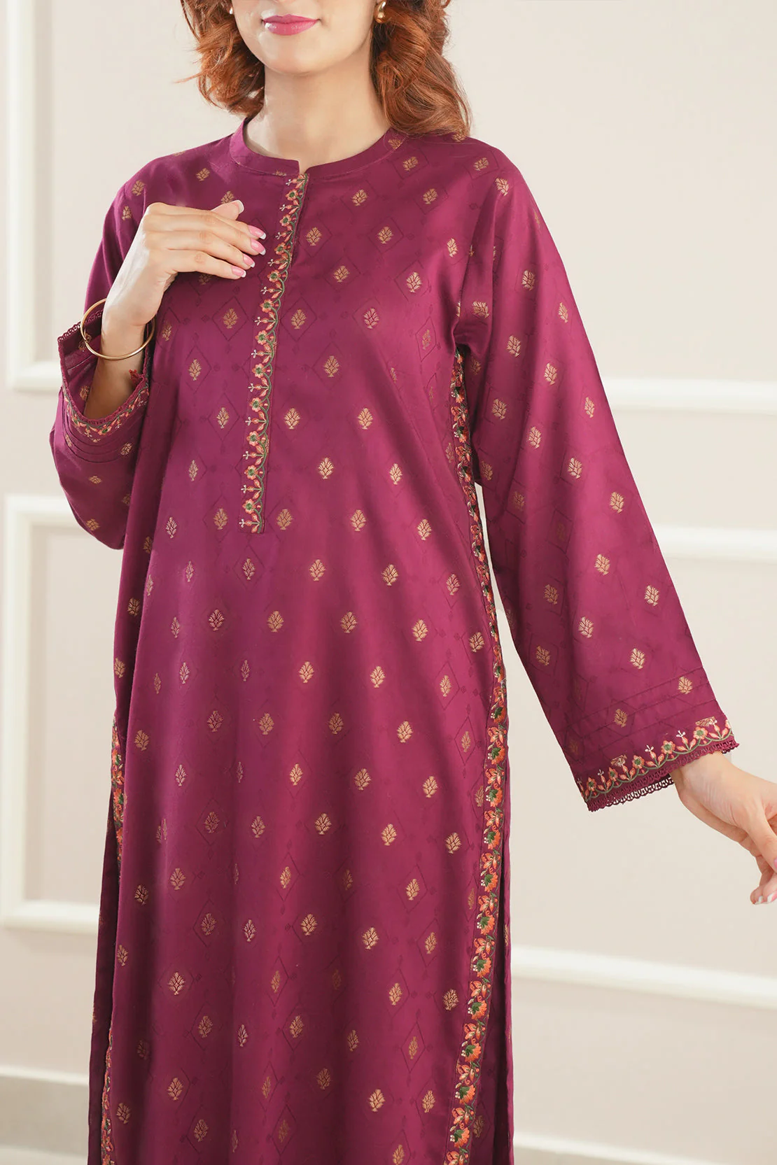 Embroidered Cotton Jacquard Stitched 2 Piece - Image 5