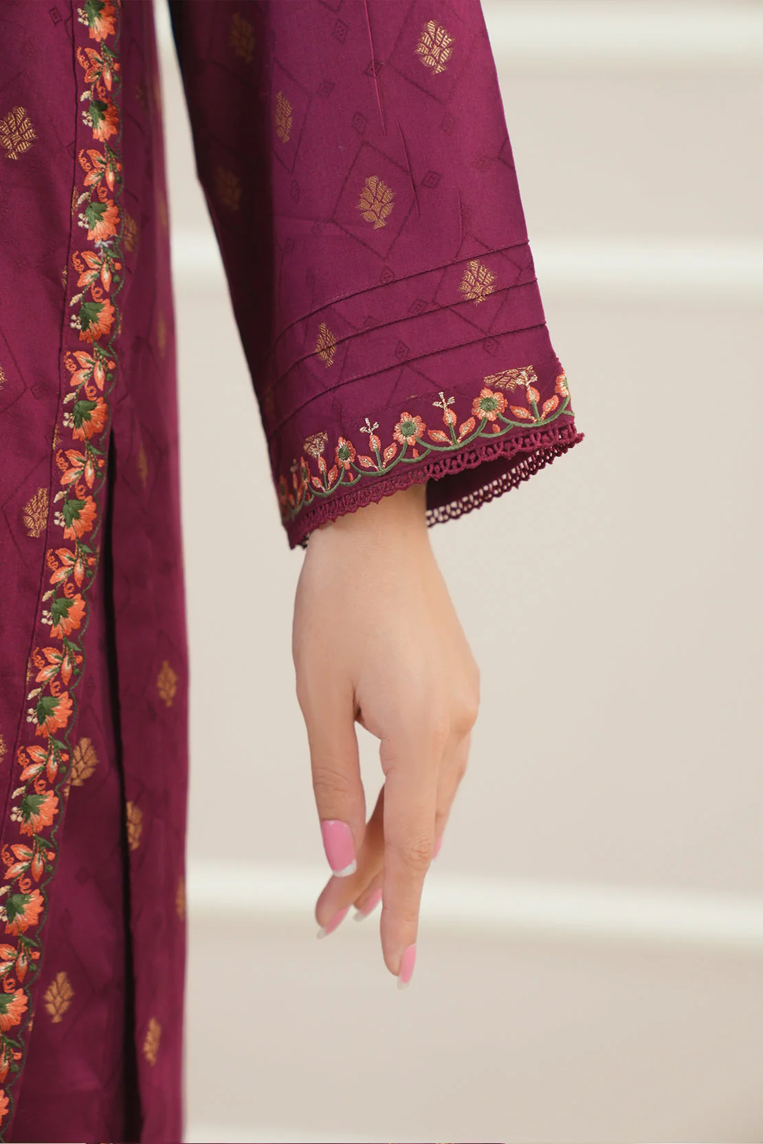 Embroidered Cotton Jacquard Stitched 2 Piece - Image 7