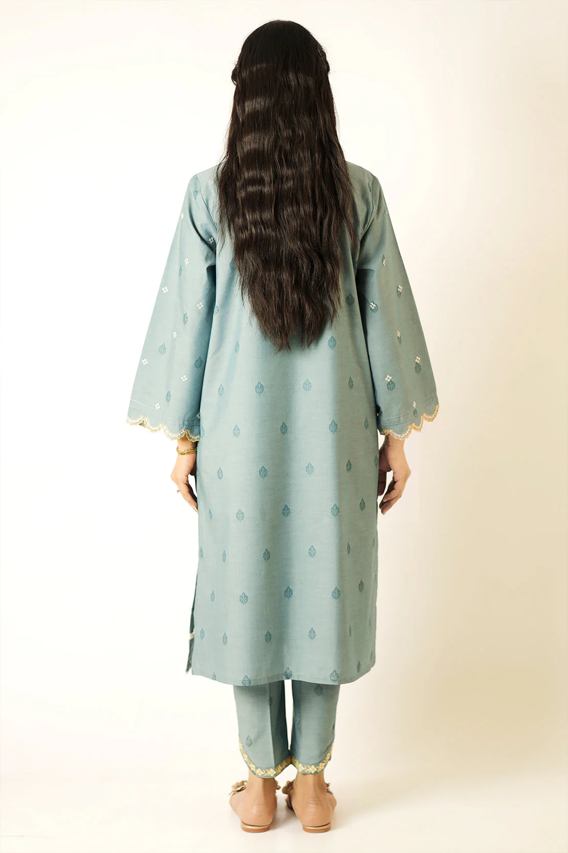 Embroidered Cotton Jacquard Stitched 2 Piece - Image 3