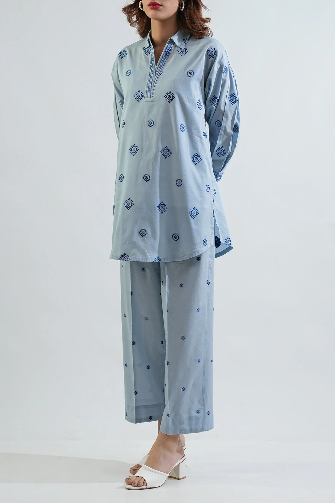 Embroidered Cotton Jacquard Stitched 2 Piece - Image 2