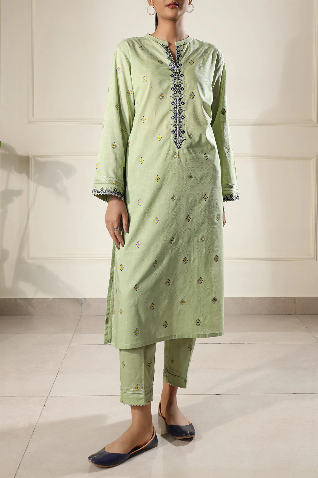 Embroidered Cotton Jacquard Stitched 2 Piece - Image 3