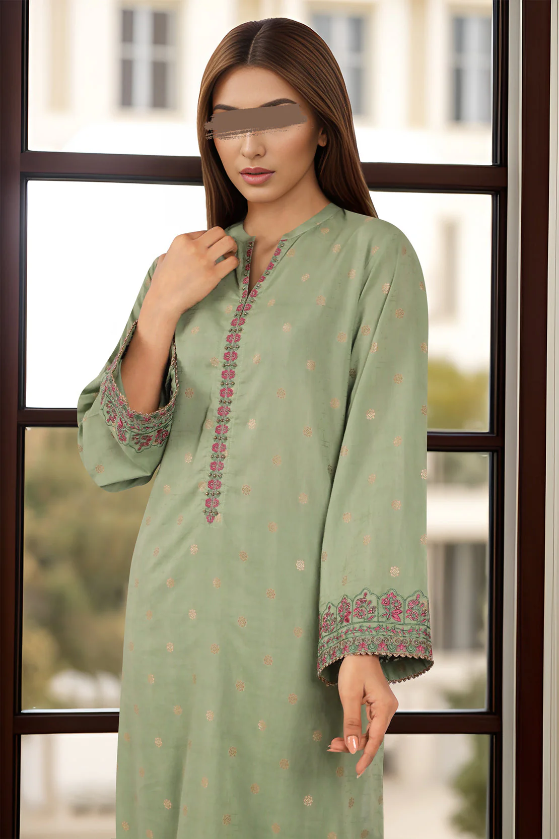 Embroidered Cotton Jacquard Stitched 2 Piece - Image 3
