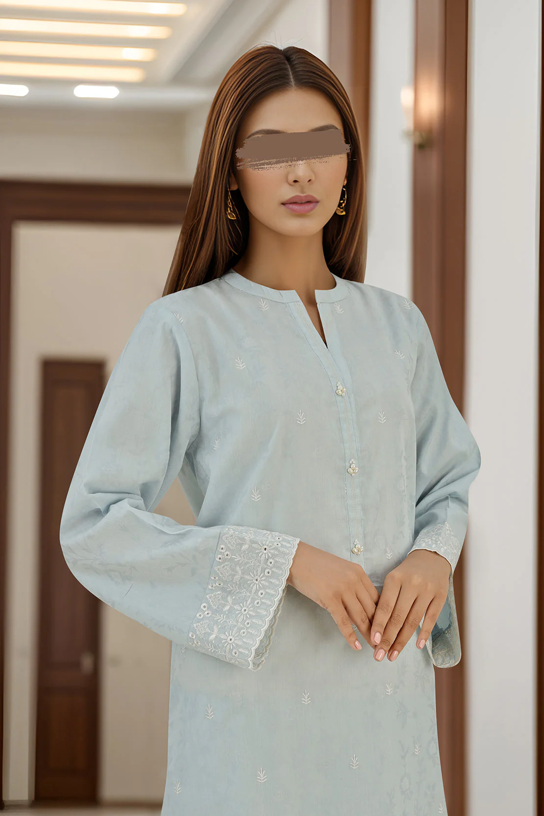 Embroidered Cotton Jacquard Stitched 2 Piece - Image 2