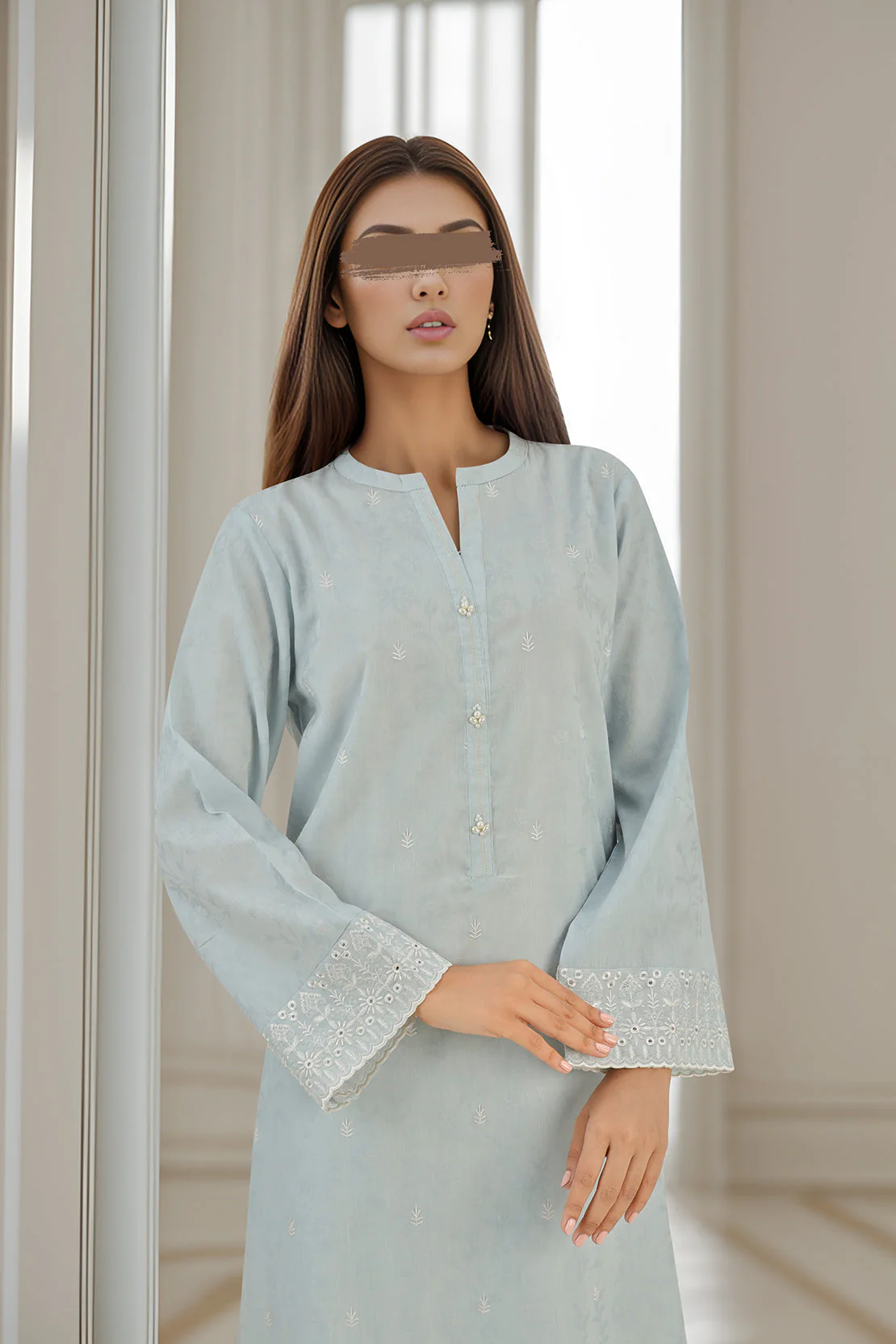 Embroidered Cotton Jacquard Stitched 2 Piece - Image 3
