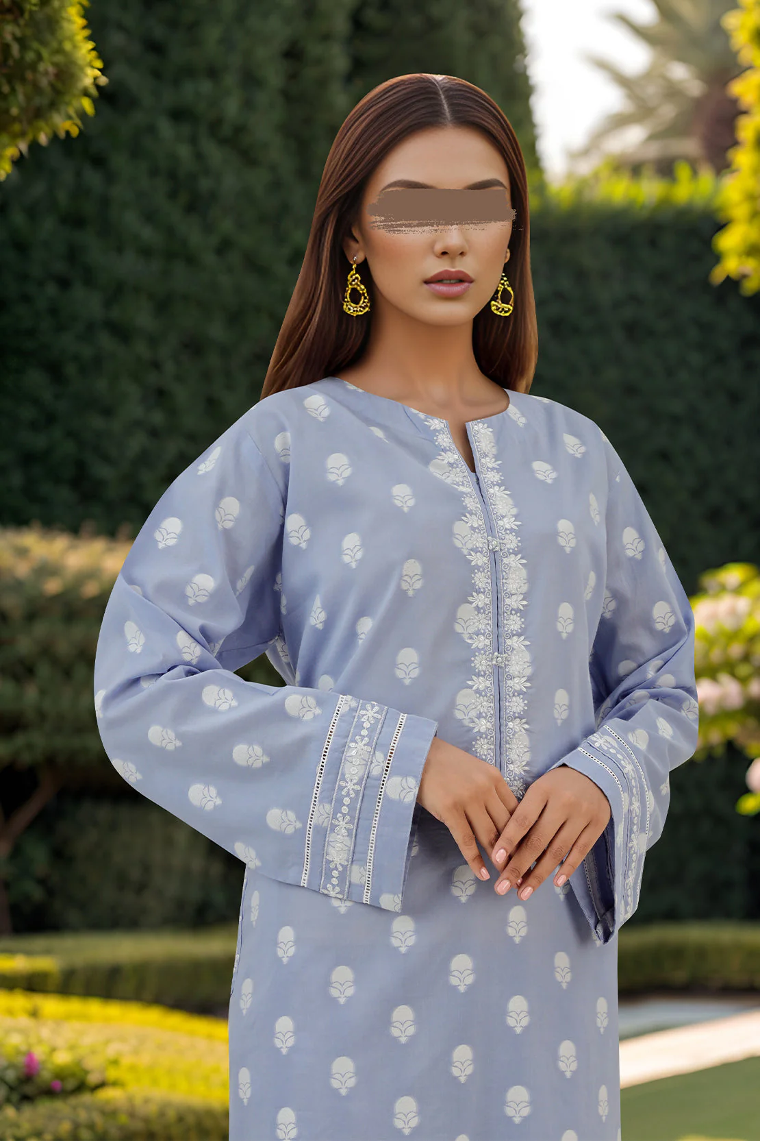 Embroidered Cotton Jacquard Stitched 2 Piece - Image 2