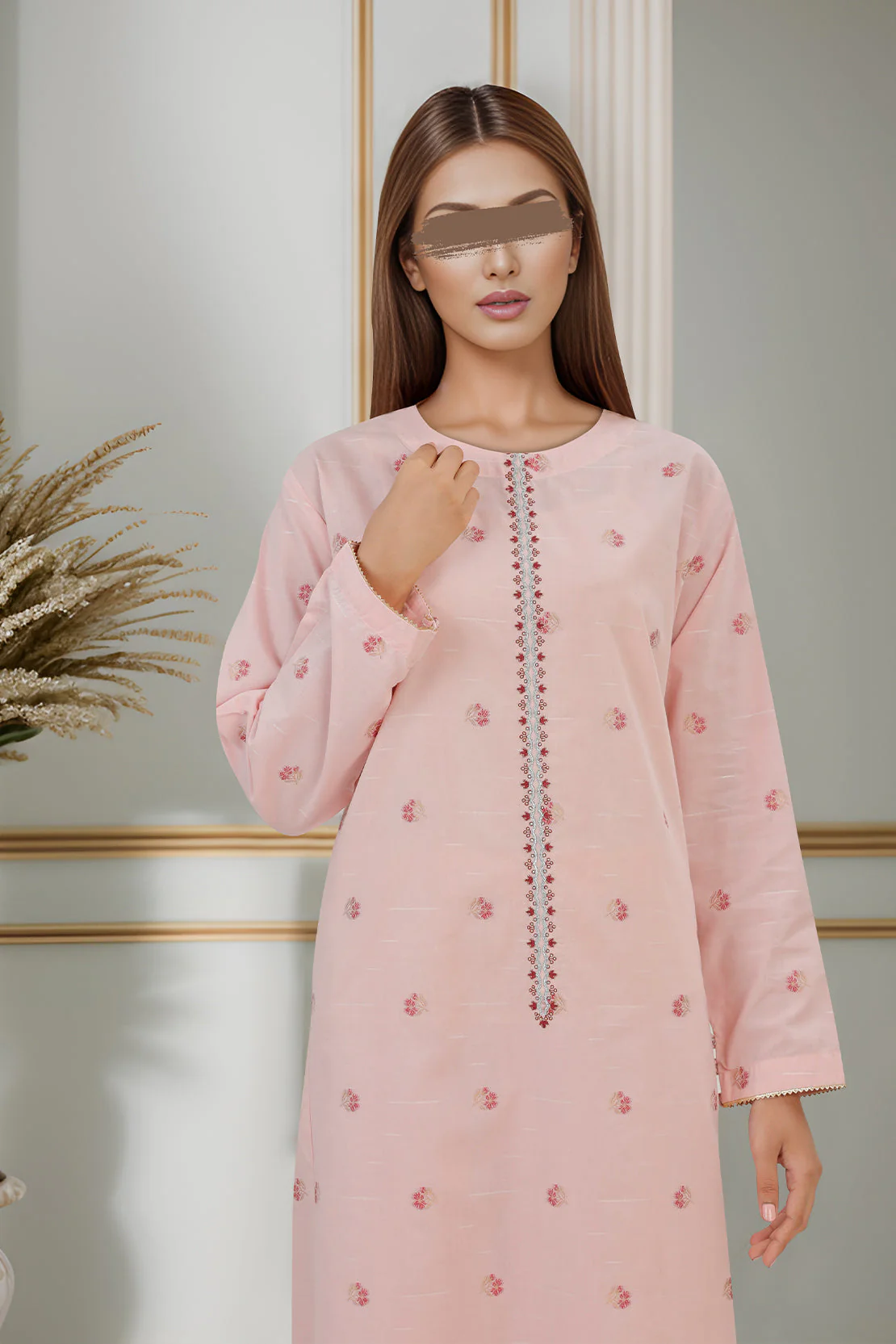 Embroidered Cotton Jacquard Stitched 2 Piece - Image 2