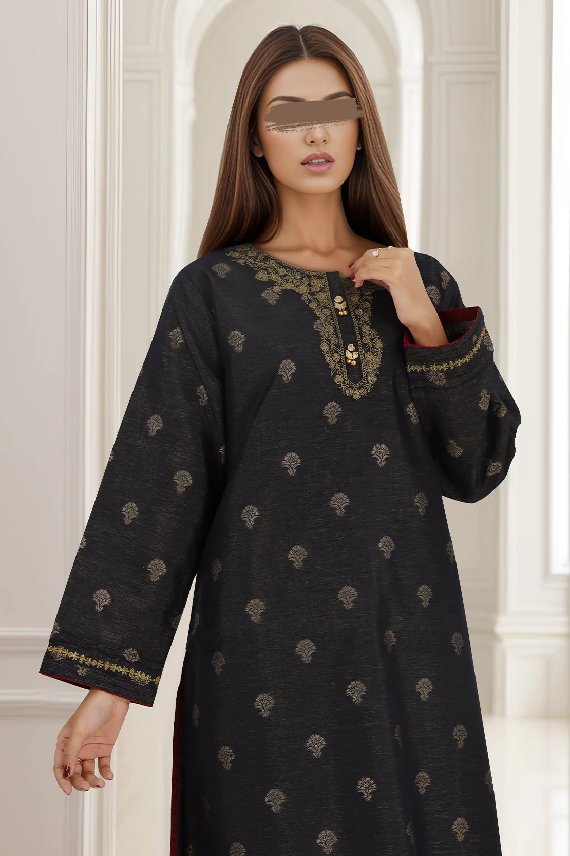 Embroidered Cotton Jacquard Stitched 2 Piece - Image 3