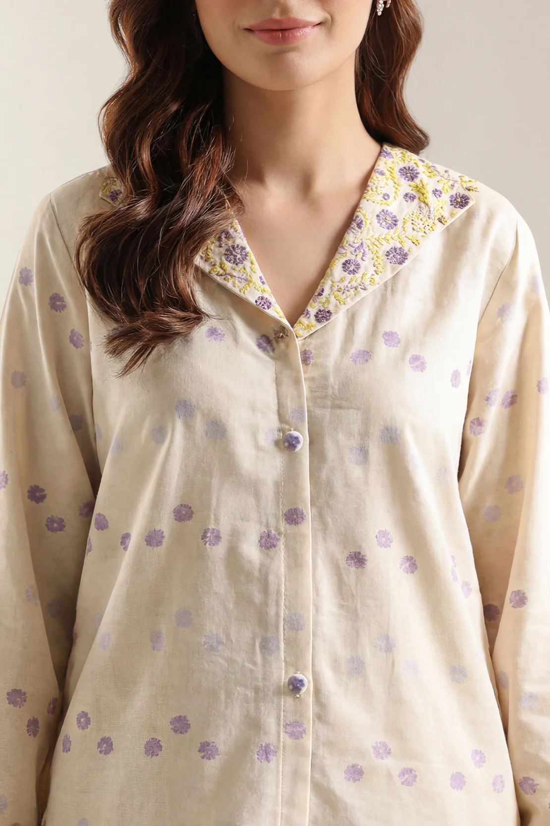 Embroidered Cotton Jacquard Stitched 2 Piece (Shirt/Trouser) - Image 2