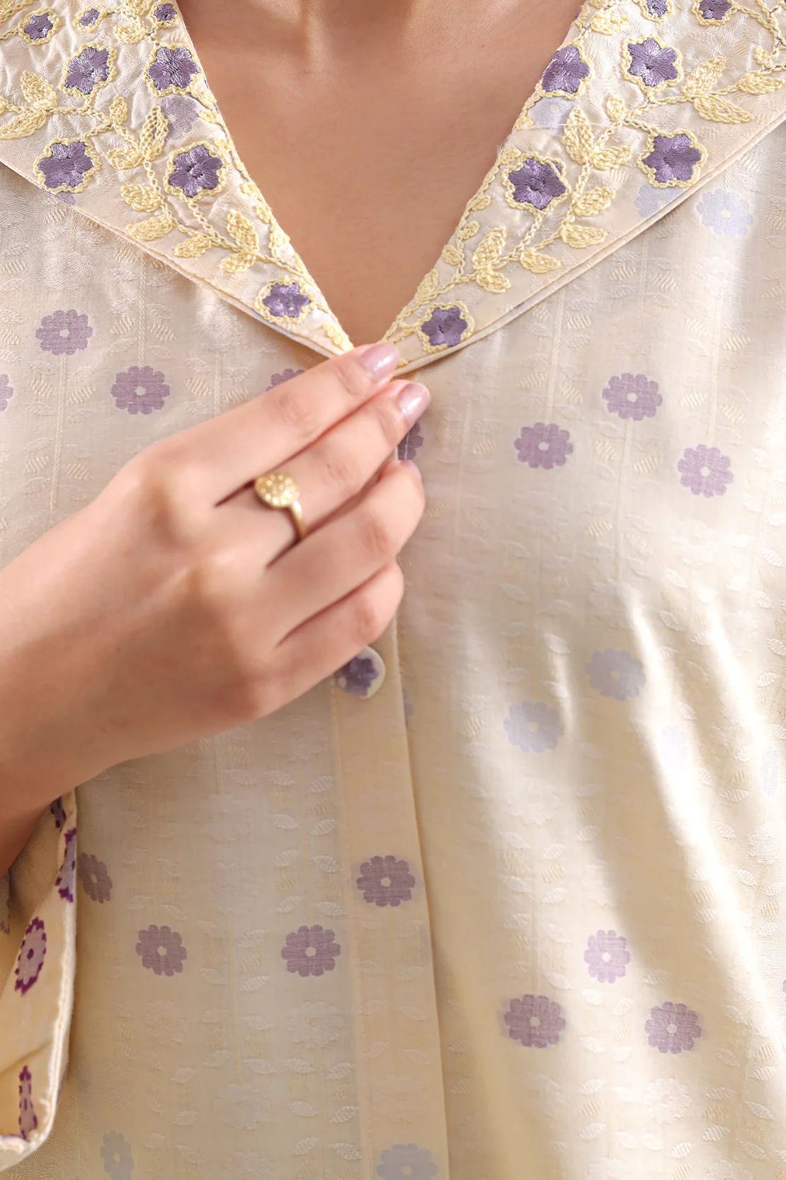 Embroidered Cotton Jacquard Stitched 2 Piece (Shirt/Trouser) - Image 4