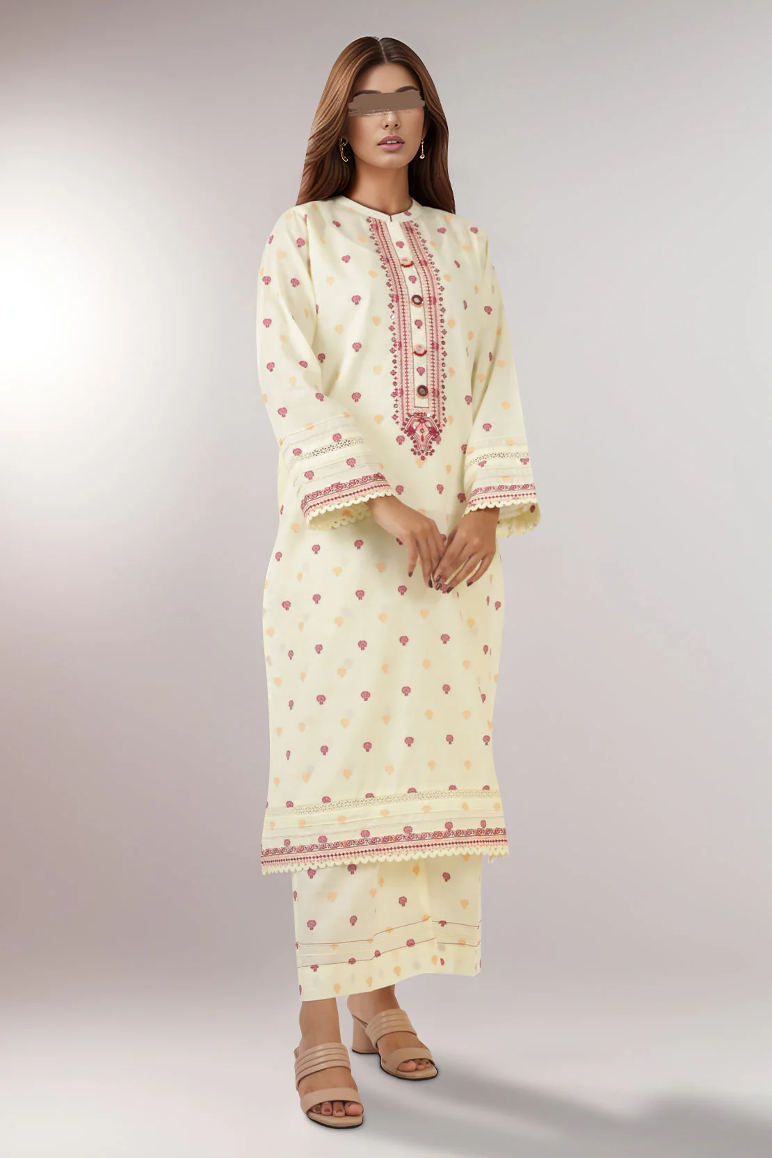 Embroidered Cotton Jacquard Stitched 2 Piece (Shirt/Trouser)