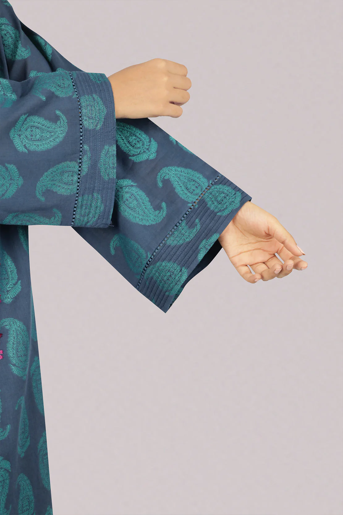 Embroidered Cotton Jacquard Stitched 2 Piece (Shirt/Trouser) - Image 3