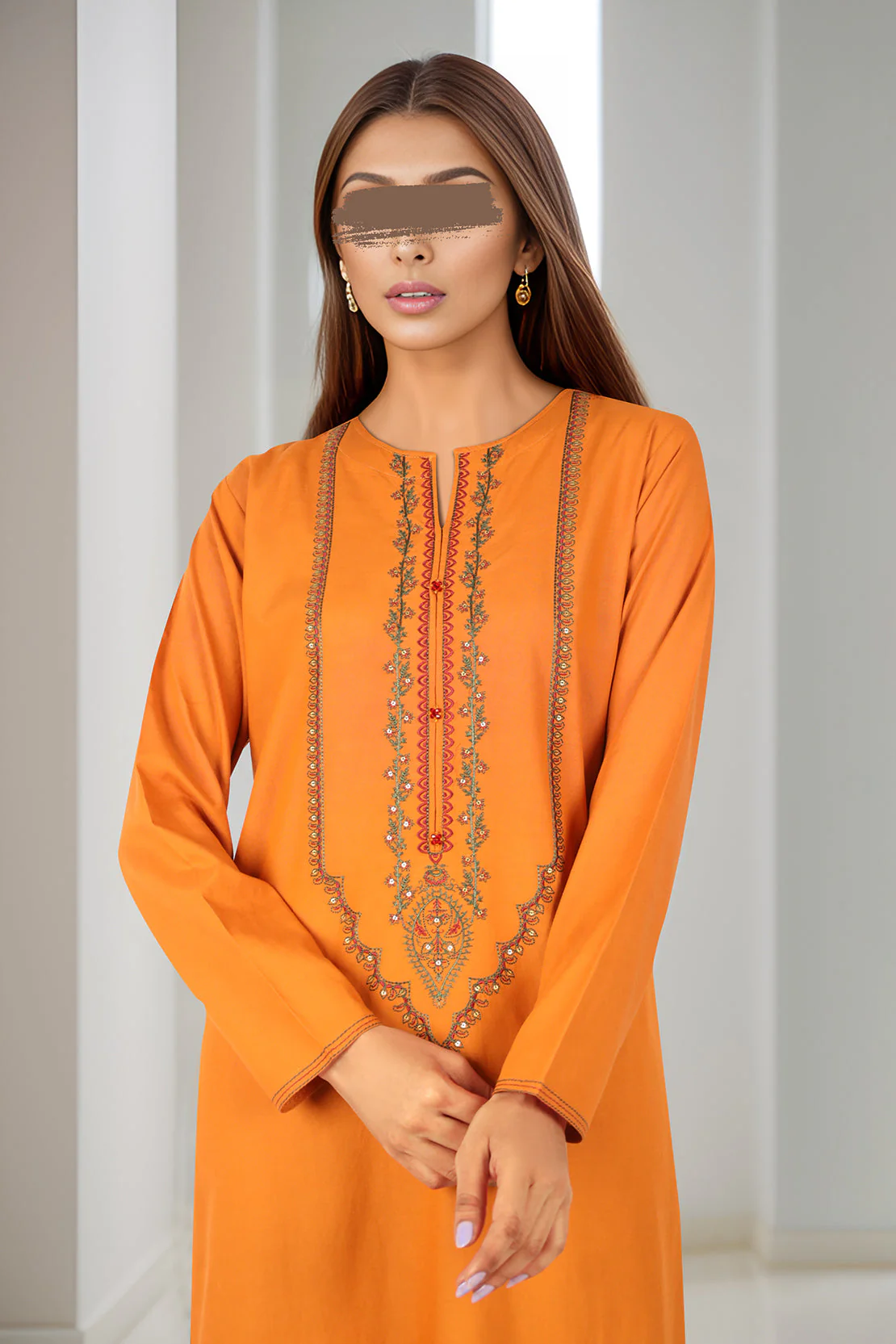 Embroidered Cotton Jacquard Stitched 2 Piece (Shirt/Trouser) - Image 3