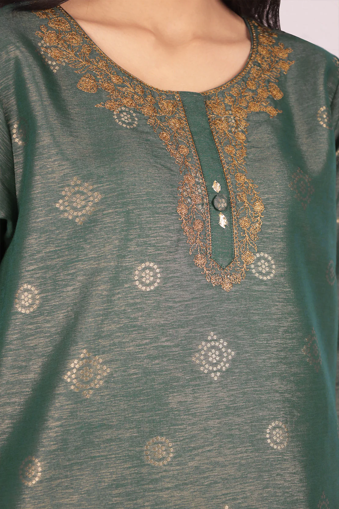 Embroidered Cotton Jacquard Stitched 2 Piece (Shirt/Trouser) - Image 2
