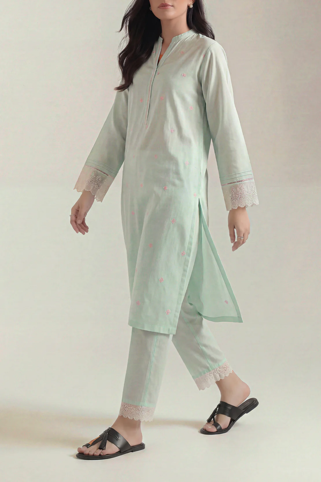 Embroidered Cotton Jacquard Stitched 2 Piece (Shirt/Trouser)