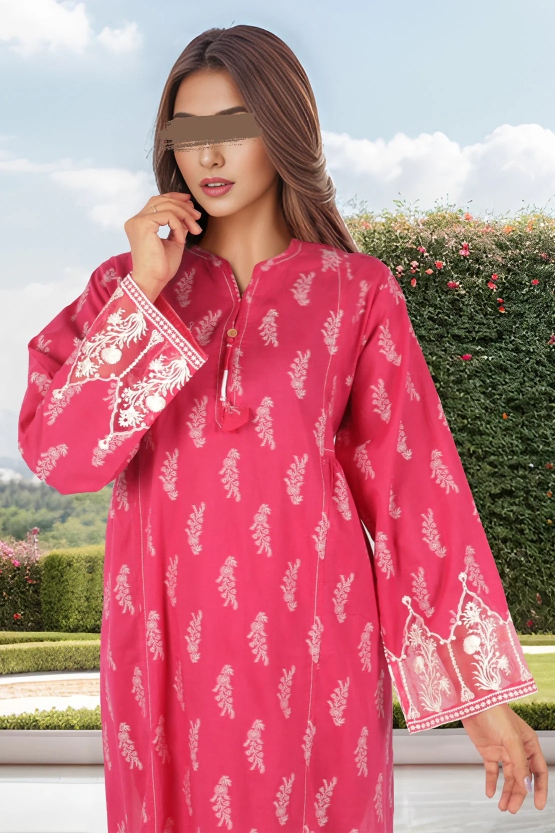 Embroidered Cotton Jacquard Stitched 2 Piece (Shirt/Trouser) - Image 3