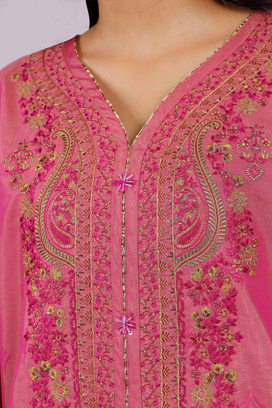 Embroidered Cotton Jacquard Stitched 2 Piece (Shirt/Trouser) - Image 4