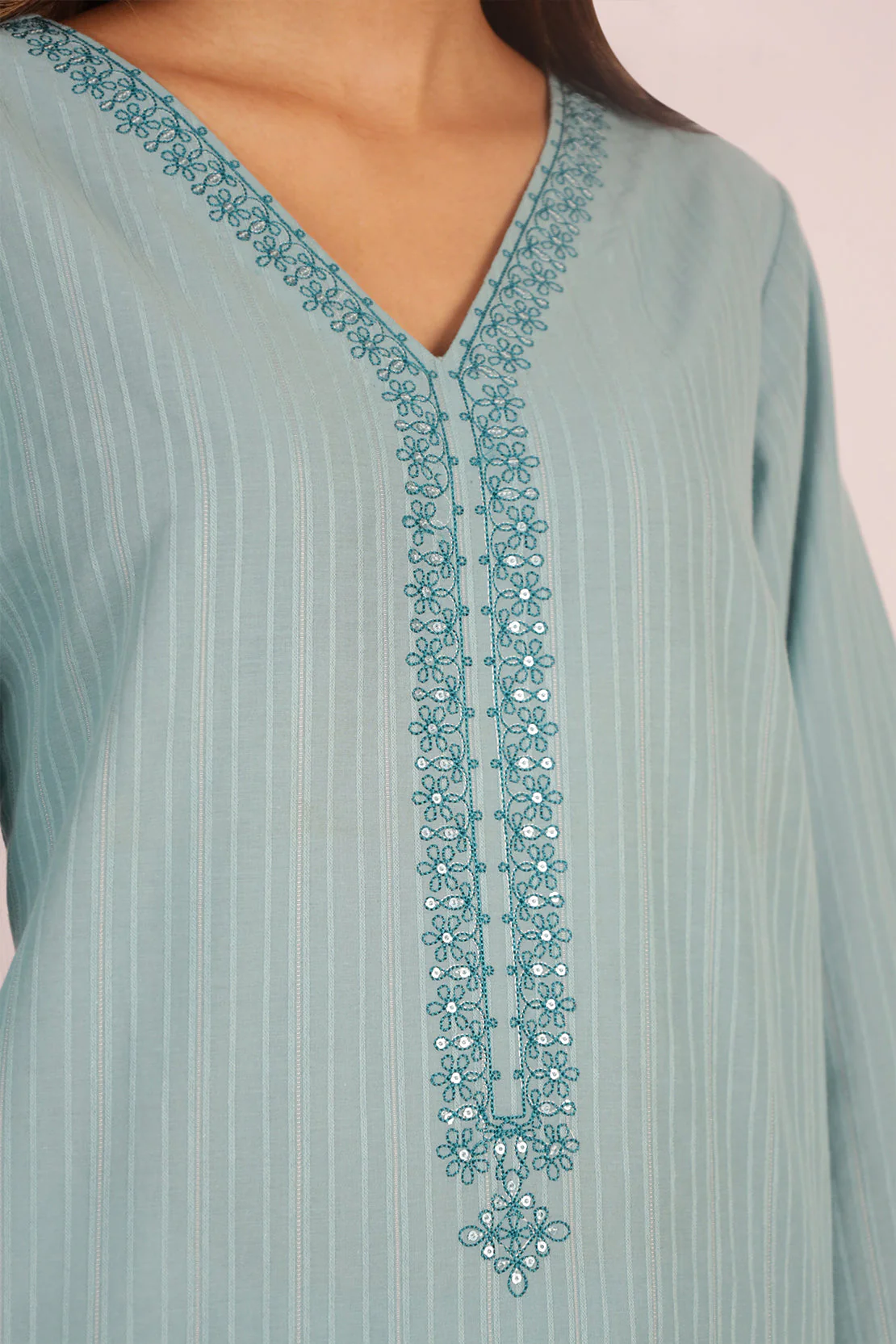 Embroidered Cotton Jacquard Stitched 2 Piece (Shirt/Trouser) - Image 5