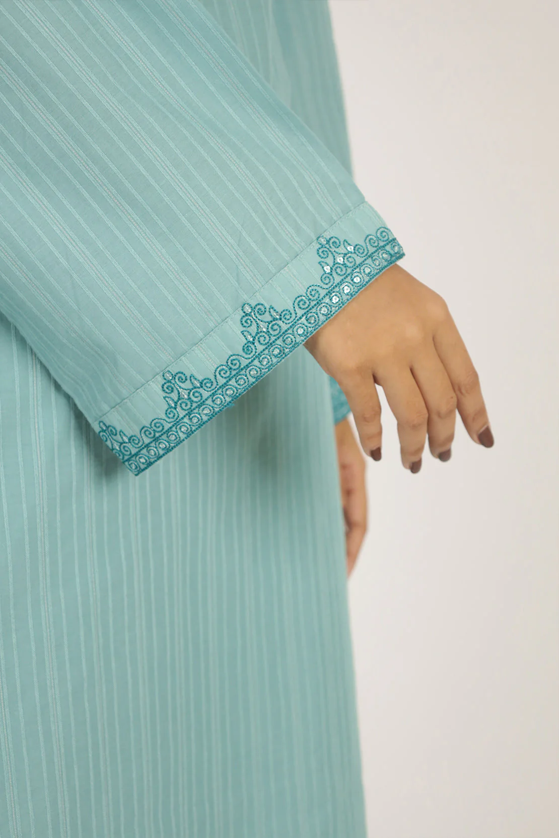 Embroidered Cotton Jacquard Stitched 2 Piece (Shirt/Trouser) - Image 6