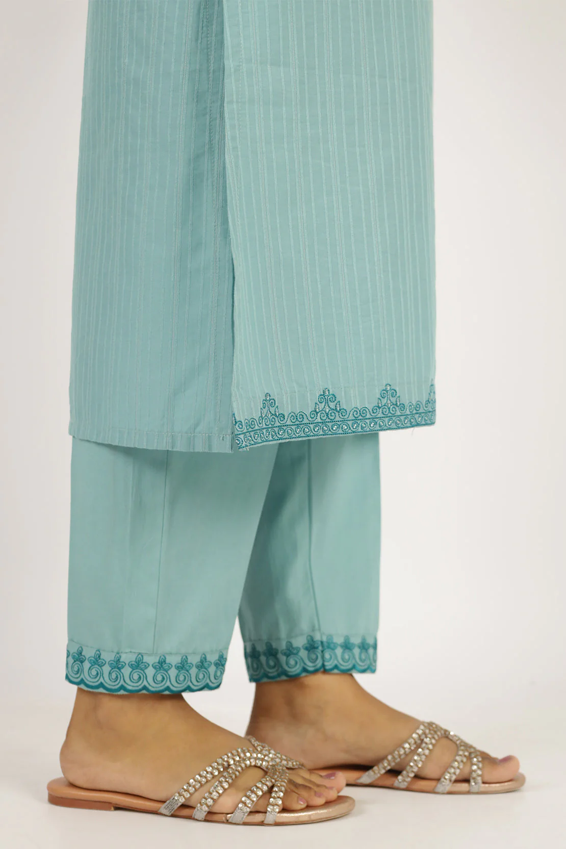 Embroidered Cotton Jacquard Stitched 2 Piece (Shirt/Trouser) - Image 7