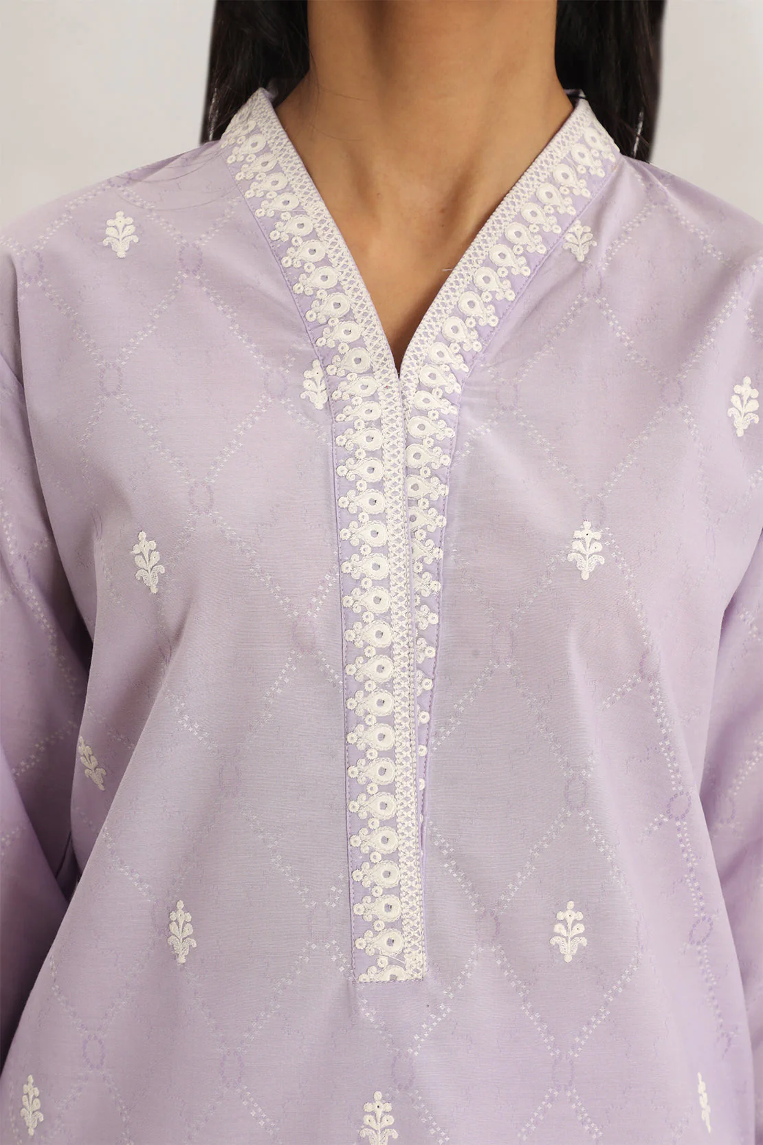 Embroidered Cotton Jacquard Stitched 2 Piece (Shirt/Trouser) - Image 4