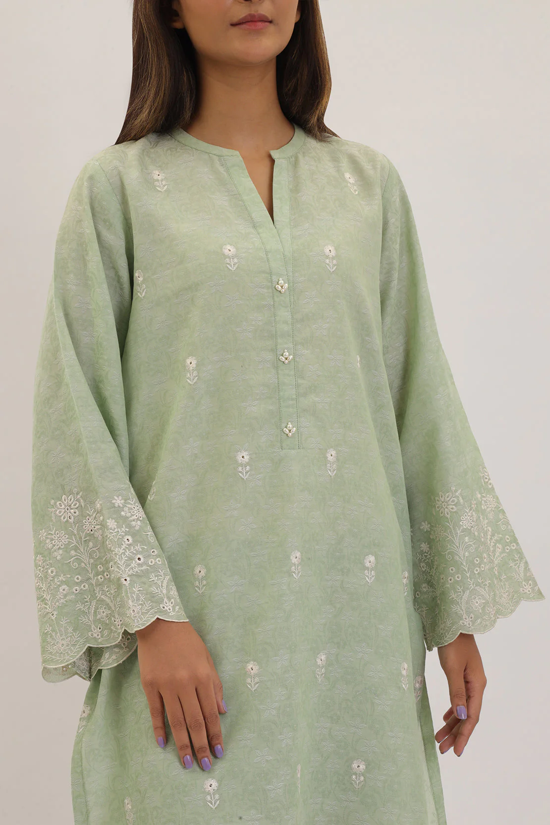 Embroidered Cotton Jacquard Stitched 2 Piece (Shirt/Trouser) - Image 4