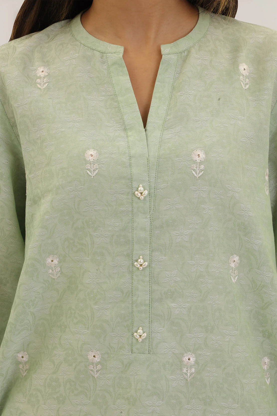 Embroidered Cotton Jacquard Stitched 2 Piece (Shirt/Trouser) - Image 6