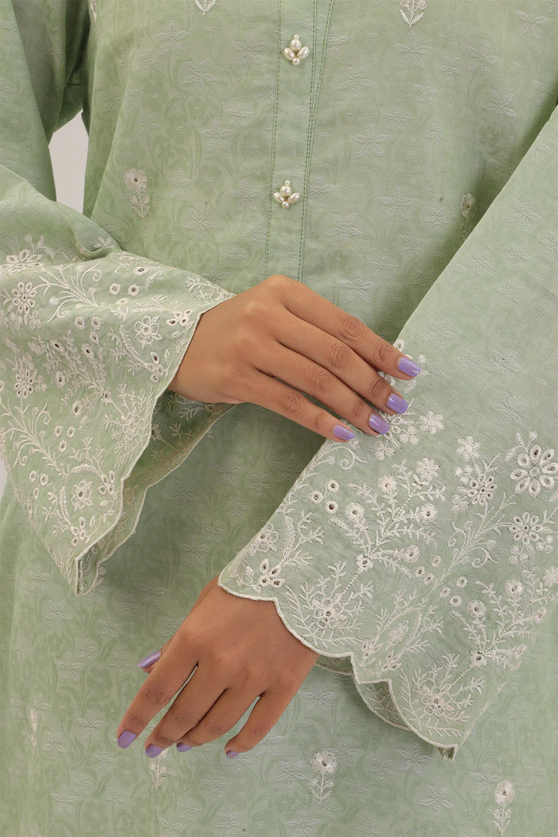 Embroidered Cotton Jacquard Stitched 2 Piece (Shirt/Trouser) - Image 7