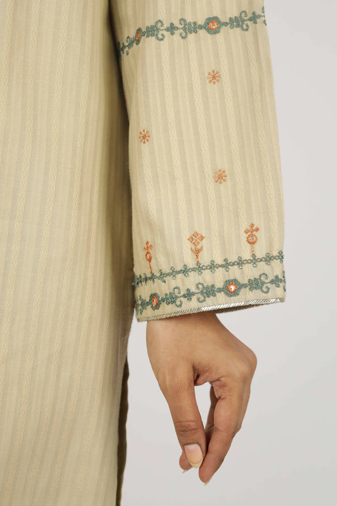 Embroidered Cotton Jacquard Stitched 2 Piece (Shirt/Trouser) - Image 4