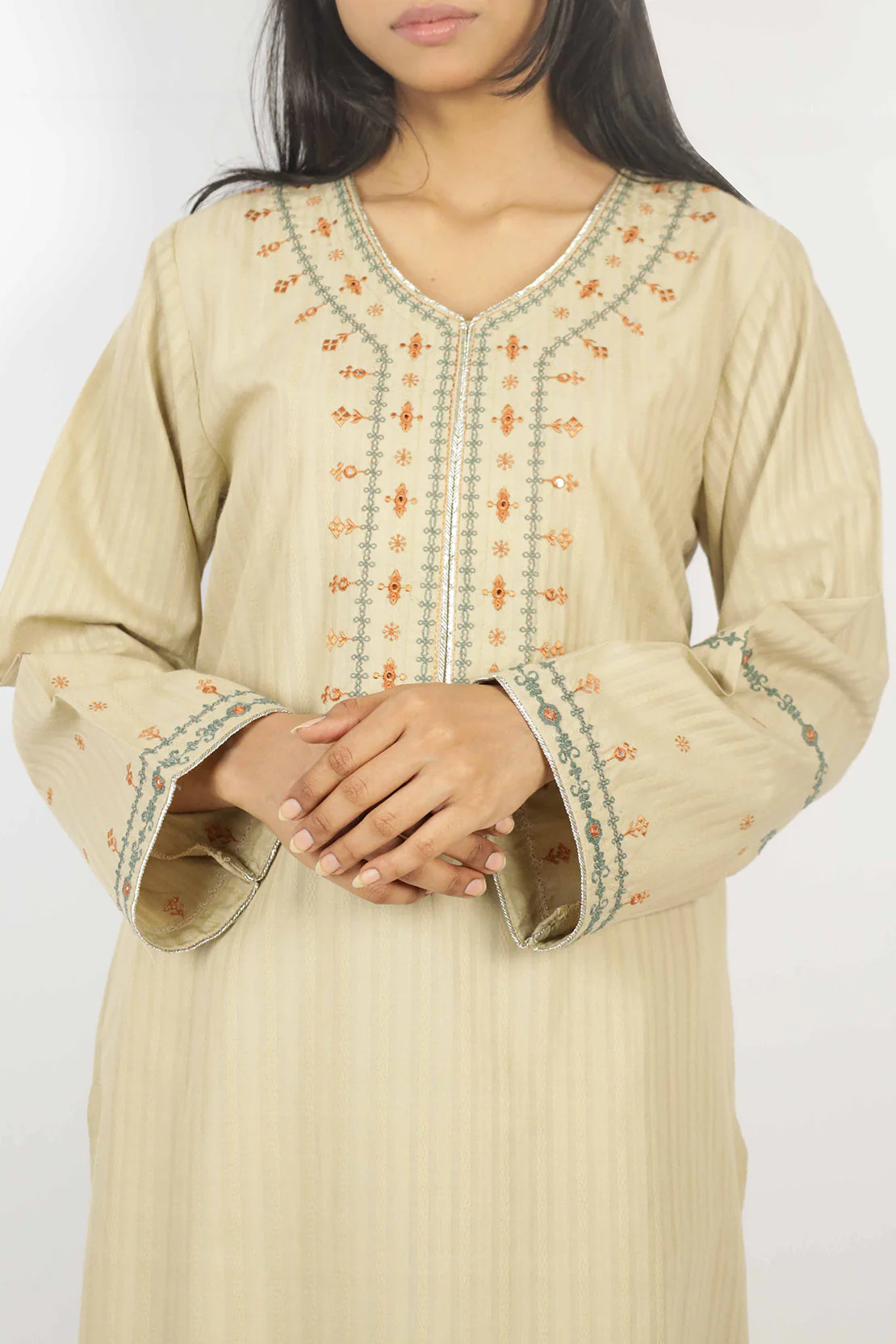 Embroidered Cotton Jacquard Stitched 2 Piece (Shirt/Trouser) - Image 5