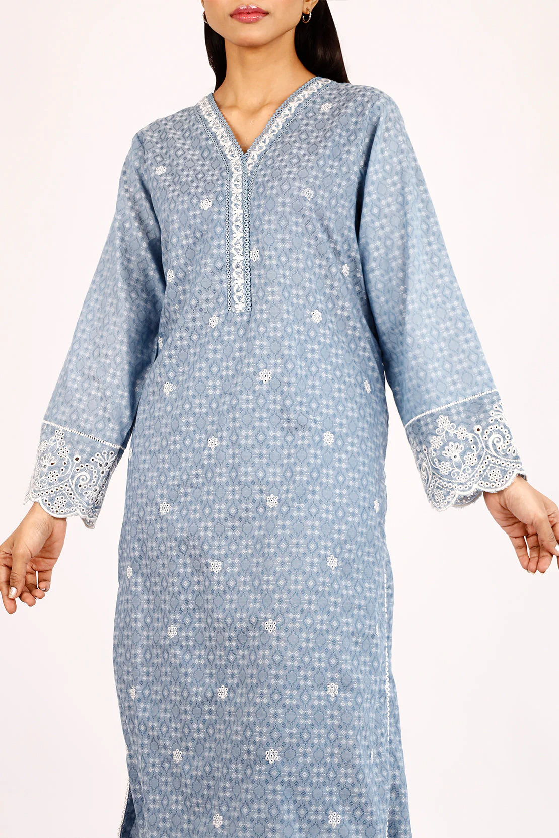 Embroidered Cotton Jacquard Stitched 2 Piece (Shirt/Trouser) - Image 2