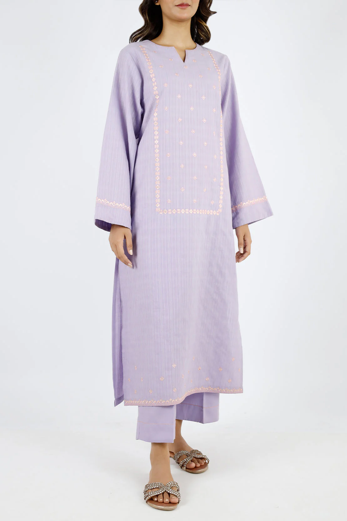 Embroidered Cotton Jacquard Stitched 2 Piece (Shirt/Trouser)