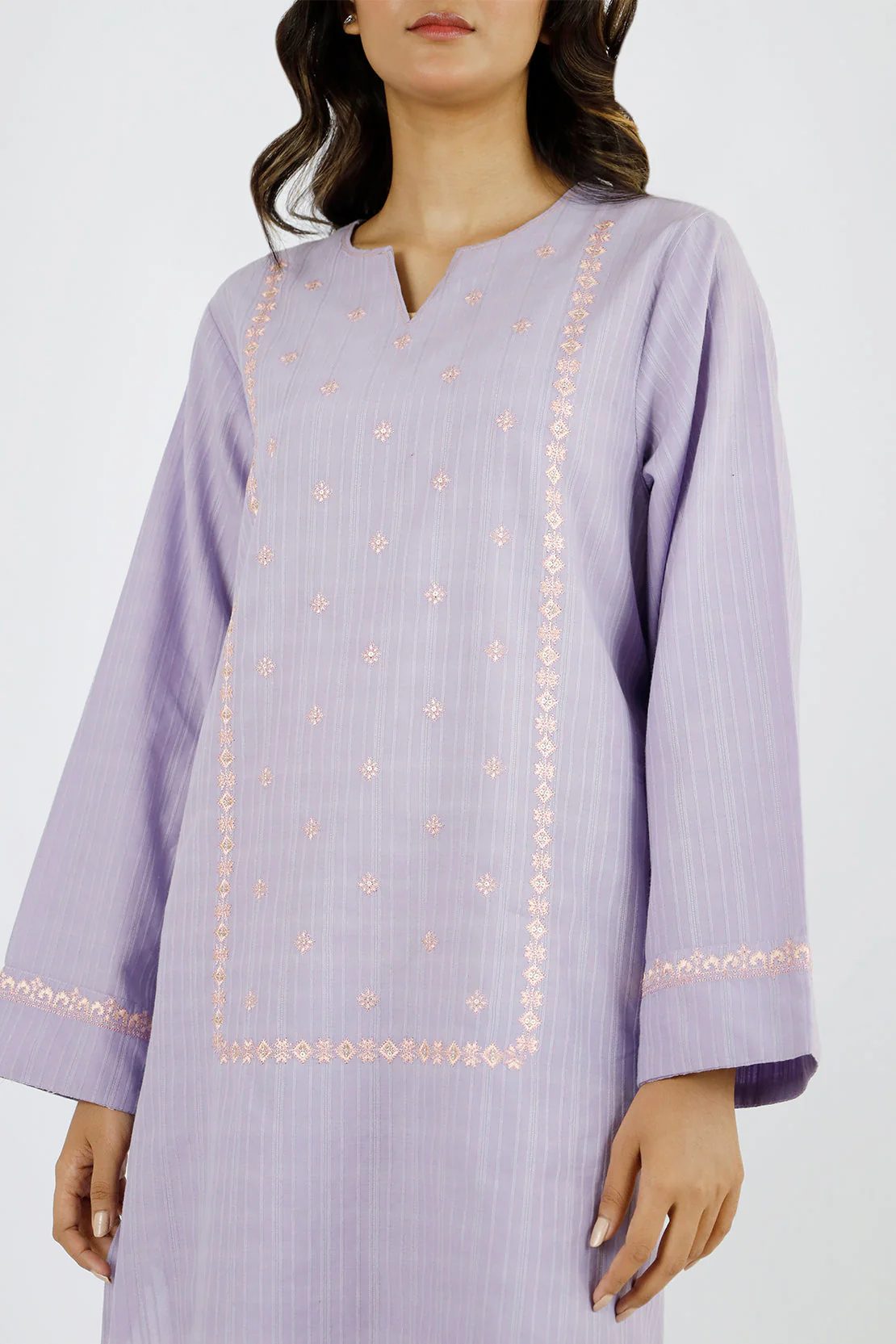 Embroidered Cotton Jacquard Stitched 2 Piece (Shirt/Trouser) - Image 3