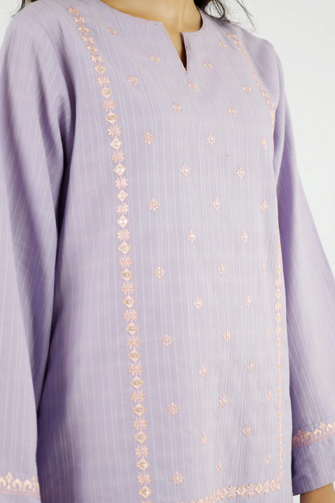 Embroidered Cotton Jacquard Stitched 2 Piece (Shirt/Trouser) - Image 4