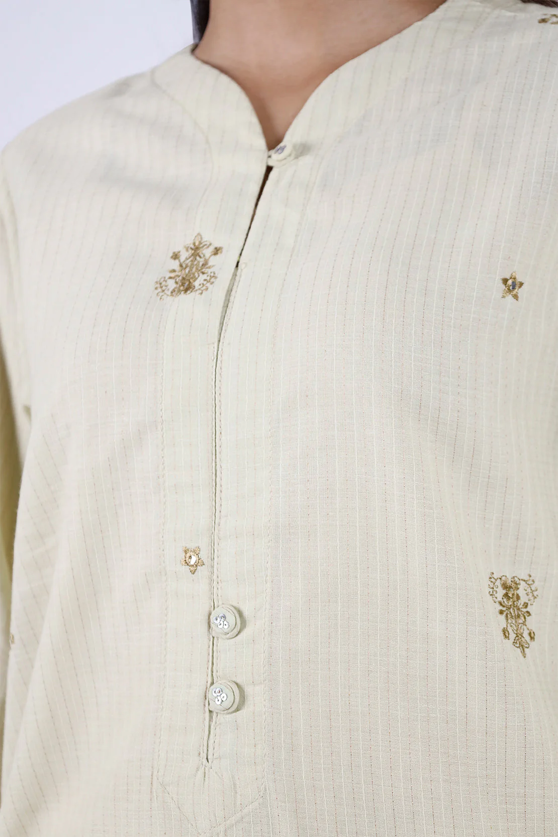 Embroidered Cotton Jacquard Stitched 2 Piece (Shirt/Trouser) - Image 4