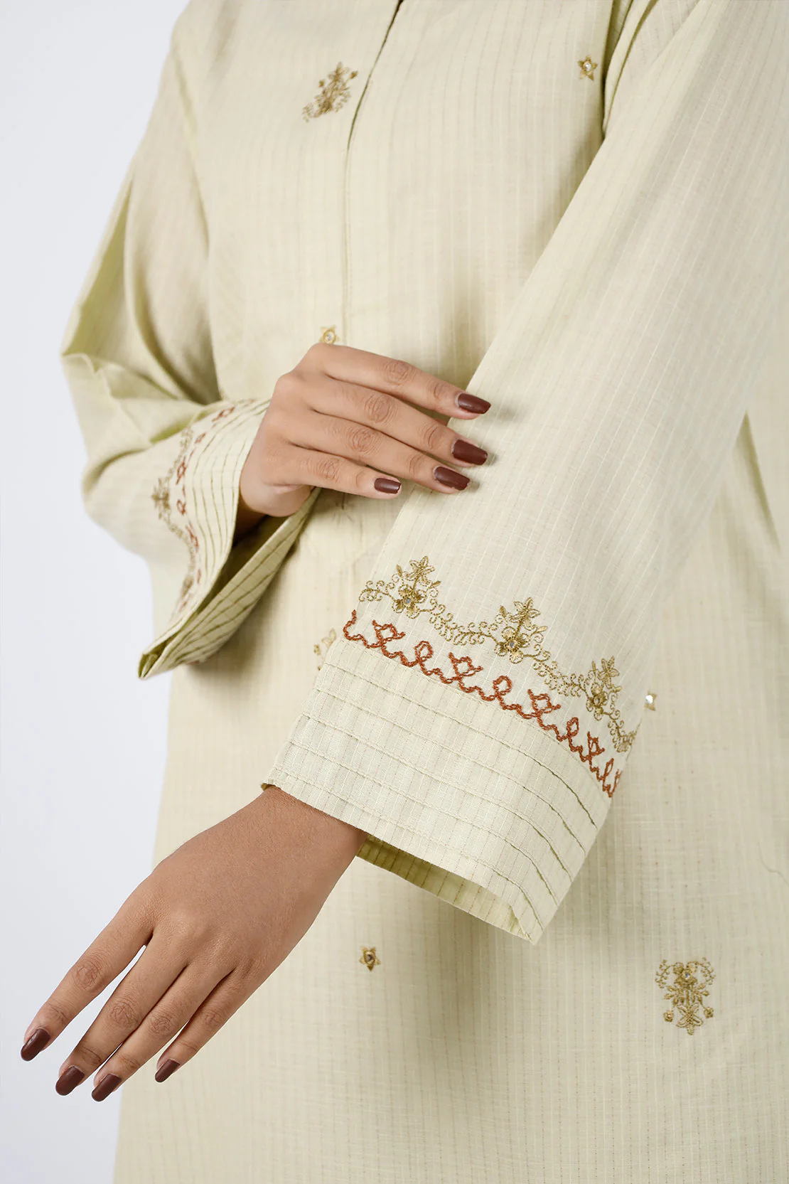 Embroidered Cotton Jacquard Stitched 2 Piece (Shirt/Trouser) - Image 5