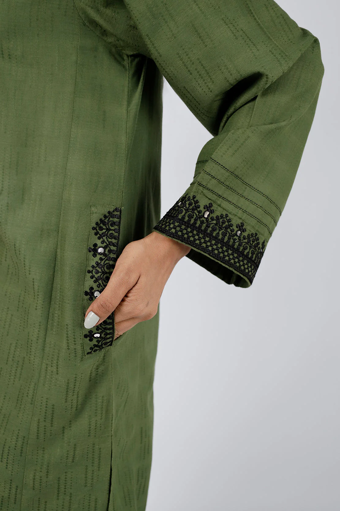 Embroidered Cotton Jacquard Stitched 2 Piece (Shirt/Trouser) - Image 4