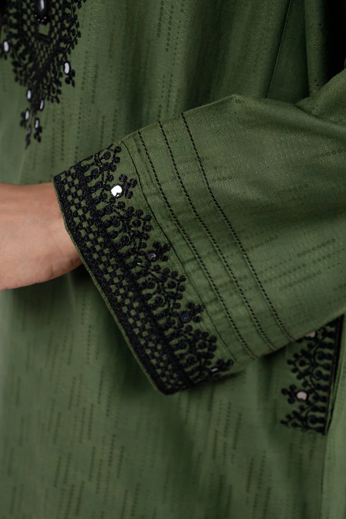 Embroidered Cotton Jacquard Stitched 2 Piece (Shirt/Trouser) - Image 5
