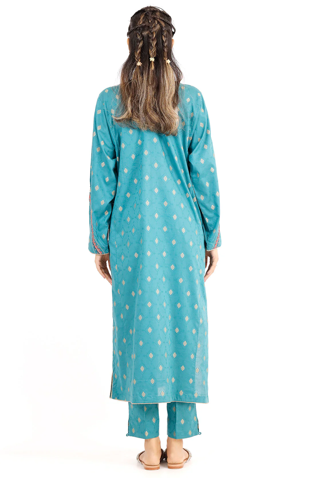 Embroidered Cotton Jacquard Stitched 2 Piece (Shirt/Trouser) - Image 4