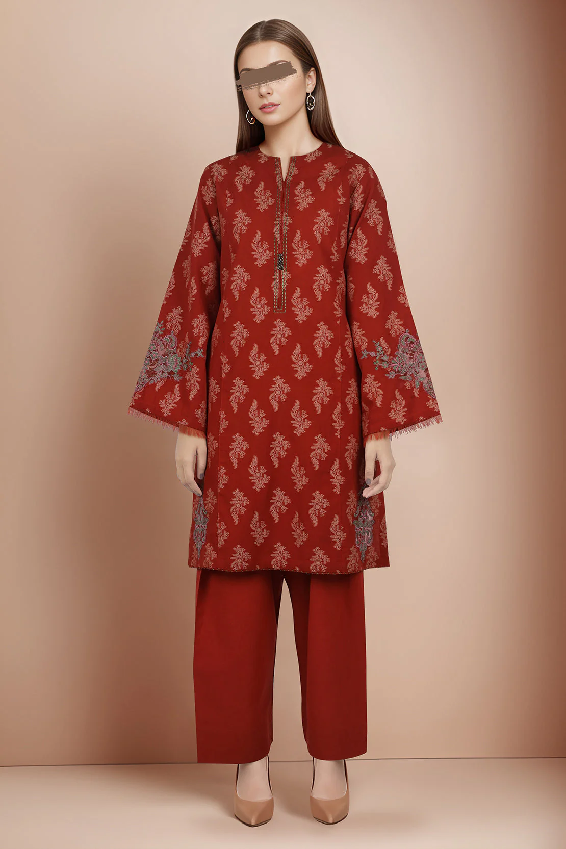 Embroidered Cotton Jacquard Stitched 2 Piece (Shirt/Trouser)